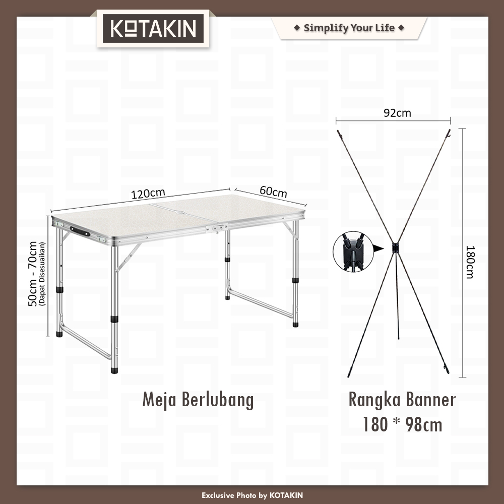 Meja Jualan Lipat Lubang Tengah